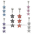 14G Stainless Steel Gems Curved Bar Belly Navel Ring BER-020